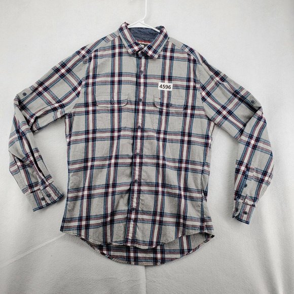 Tommy Hilfiger Shirt Men's Long Sleeve Casual Button Up Plaid Gray Medium - Picture 2 of 12